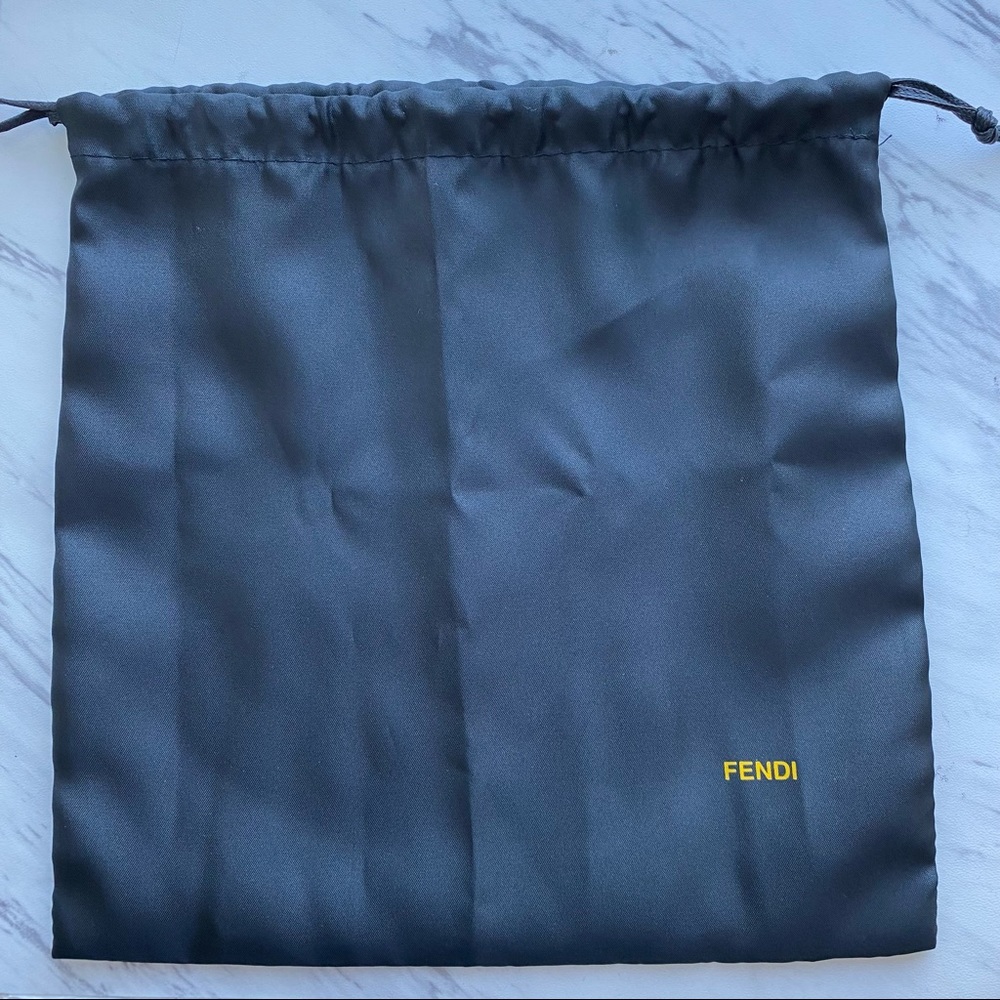 Fendi Black Square Dust Bag with Yellow Gold Logo Drawstring